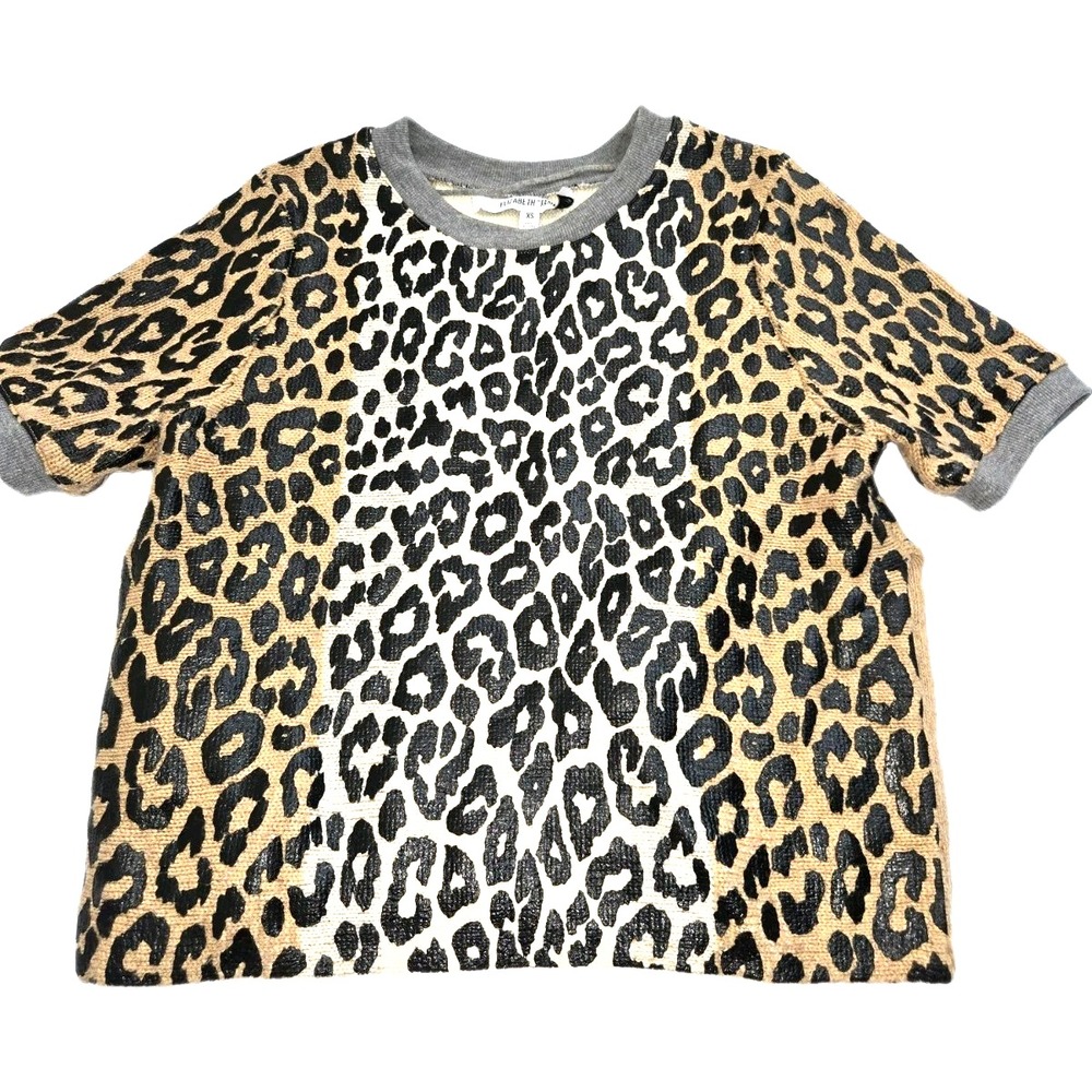 Elizabeth And James Leopard Animal Print Sweater Side Slit EUC CLEAN XS